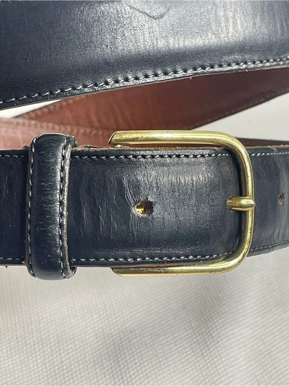 VTG USA Dooney & Bourke Curried Bridle Leather Belt Mens Size 36 Black & Brass
